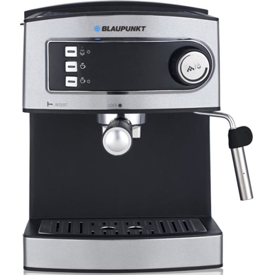 CMP301 Macchina per il caffè Nero / Argento con sistema di erogazione a pressione, Con ugello schiumalatte - Blaupunkt