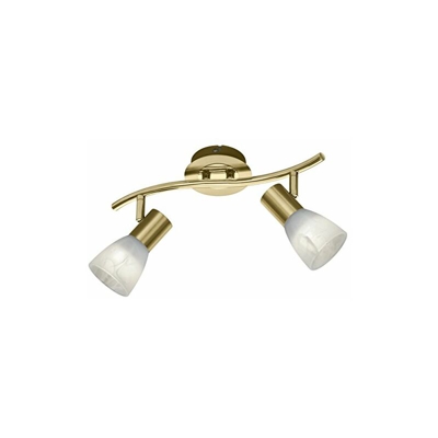 Trio 871010208 Levisto Faretto LED, 2x6 Watt, Ottone Satinato/Alabastro, 33x10x19 cm E14, 6 W, 2-flammig - Trio Leuchten