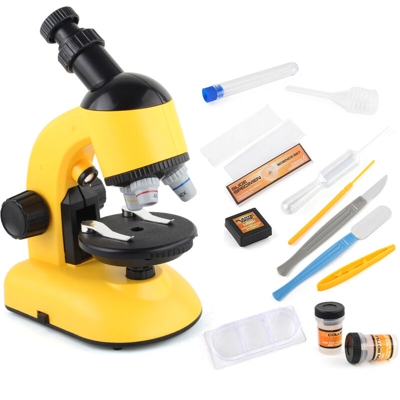 NO.XD168-002 100x / 400x / 1200x LED Strumenti scientifici raffinati Set di giocattoli per bambini Microscopio per bambini Microscopio ad alta