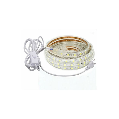 Striscia luminosa a LED 5050, impermeabile IP65, con interruttore, 220 V, bianco freddo, Bianco freddo, 5m
