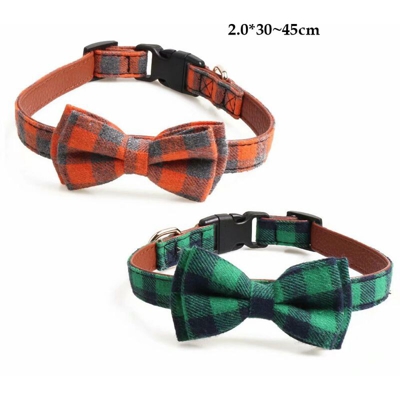 Collana di gatto separata con farfallino e campana, adatto per gatti e certi cuccioli, regolabili da 2,0 * 30 ~ 45 cm, 2 per set (verde e arancione) -