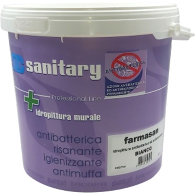 Pozzi 4 lt Farmasan idro pittura lavabile bianco antimuffa antibatterica ed antimicrobica