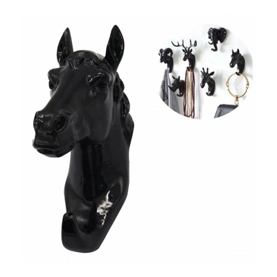 Porta cappotto e portasciugamani rack Gancio da parete Gancio con cappotto animale Cavallo scuro (