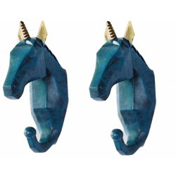 2 pezzi di gancio gancio animale all'uncinetto cappotto portachiavi scaffale portachiavi (unicorno blu en oferta