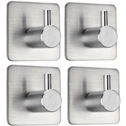 Gancio asciugamano, autoadesivo, rack asciugamani senza fori, porta cappotto a parete, 4 ganci accappatoio in acciaio inox fino a 8 kg, per bagno e en oferta