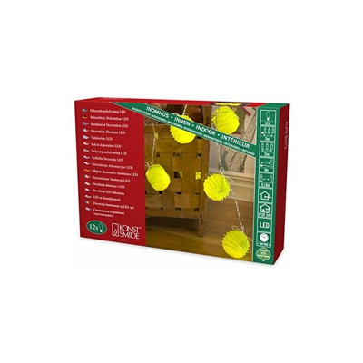 Konstsmide catena luminosa decorativa a LED, neongrÃ¼ne carta lanterne, 12Â diodi a luce bianca calda, 24Â V trasformatore interno, cavo trasparente