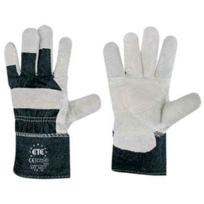 guanti da lavoro in crosta bovina e tela tg 10 colore nero bianco - Ariete