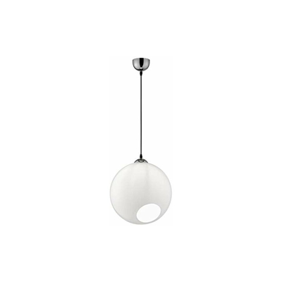 Clooney R30071901 - Lampadario a sospensione in metallo cromato, vetro bianco lucido, 1 x E27 - Reality Leuchten