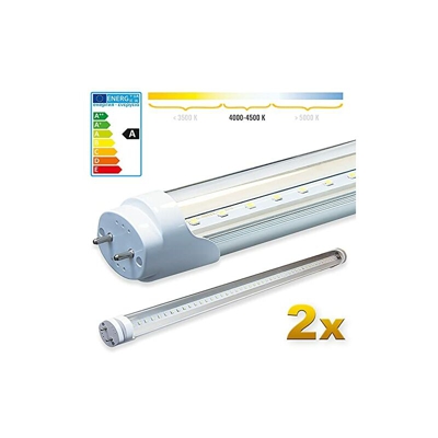 2x SMD LED Tubo 60 cm Certificazione TÃ?V Bianco neutro - Tubo fluorescente T8 G13 - Cover trasparente 8 W, 800 Lumen- pronto per l'installazione