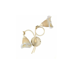 ONLI Applique da Parete 2 luci in Metallo Avorio spennellato Oro con vetri Satinati Plissé sfumati Ambra precio