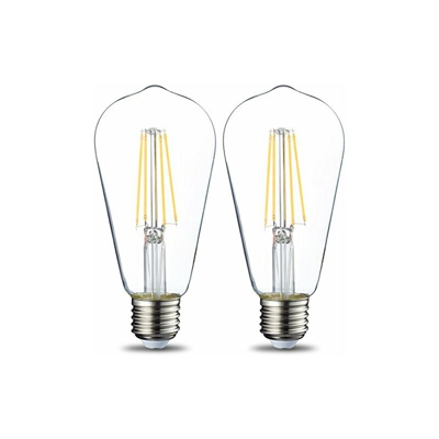 Lampadina LED E27 Vintage Edison, ST64, 64, 7W (equivalenti a 60W), Filamento - Pacco da 2 - Amazon Basics