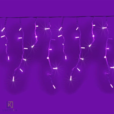 stalattiti tenda a pioggia 5 metri con 200 luci di Natale a Maxi Led Viola con flash Bianco Ghiaccio per esterno e interno Porpora 5x0.70 metri - 200