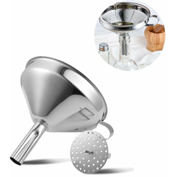 Scarico del vino in acciaio inossidabile imbuto, gadget da cucina con filtro, scarico a olio di imbuto separato precio