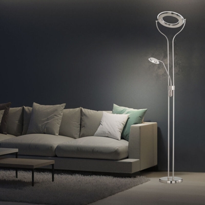 WOFI Piantana Integriert, 22 W, Nickel Satinato, 30 x 30 x 180 cm