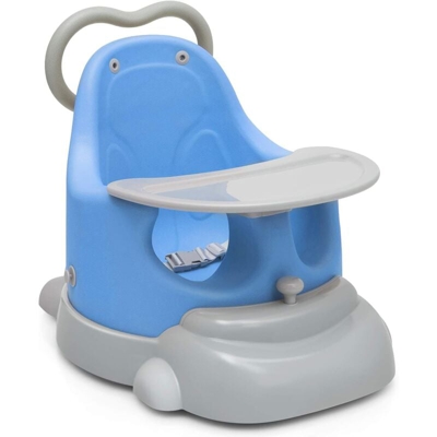 Costway - Rialzo Sedia per Bambini, Seggiolino Pappa Alzasedia da Tavolo, con Ruote, Vassoio Rimovibile, 6 in 1 (Blu)