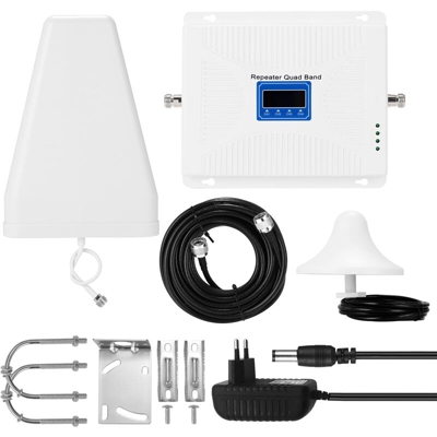 Asupermall - 110-240 V 20B-GDWB7 Amplificatore di segnale Quad Band 900 1800 2100 2600 GSM DCS 3G Signal Booster Kit ripetitore intelligente, spina