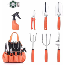 Strumenti di giardinaggio, strumento di giardinaggio in acciaio inox per adulti, maniglie ergonomiche, borsa da trasporto, guanti da giardinaggio, características