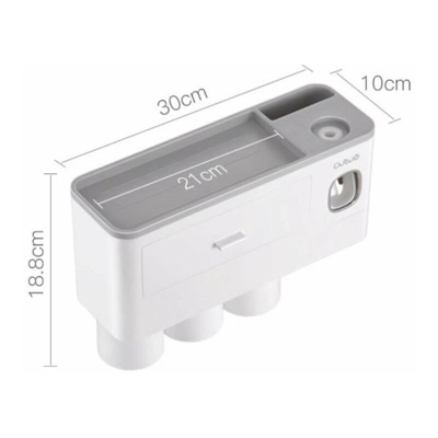 Distributore automatico di dentifricio in dentifricio con tazza, montaggio a parete a parete, set di accessori per il bagno, portaspazzolino (grigio)