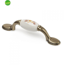 REI - Maniglia stile classico, Porcellana, Fiore Marrone, 96mm interasse. Marchio precio