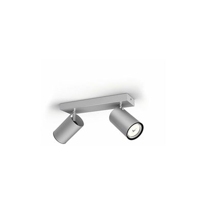 Philips Kosipo Faretto con 2 Punti Luce, Alluminio, Attacco GU10, Lampadina non Inclusa, Grigio