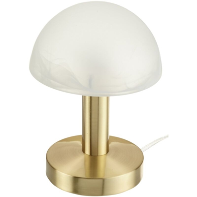 Trio 599000108 Lampada da Tavolo in Ottone Opaco e Vetro, Funzione Touch, Alabastro/Bianco 40 W, 48 x 16 x 16 cm - Trio Leuchten