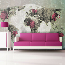 Fotomurale - Map of the World - Howling to the moon - 250x193 en oferta