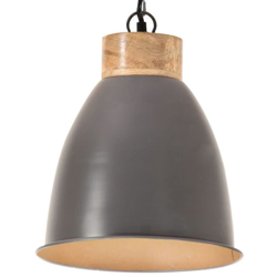 vidaXL Lampadario Industriale Grigio Ferro e Legno Massello 23 cm E27 - Grigio precio