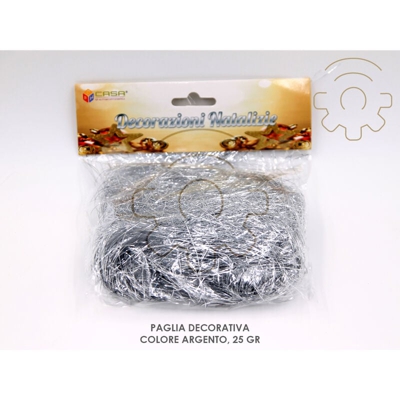 Paglia decorativa colore argento 25 gr per albero e cesti di Natale natalizi addobbi decorazioni