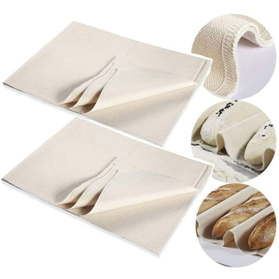 2PCS Lino in cotone pesante di alta qualità 75x45 cm realizzato in lino non trattato naturale al 100% per la fermentazione, la pasta, il panno della