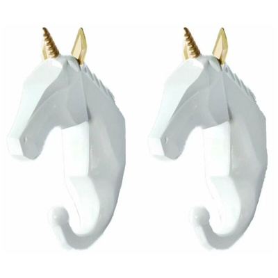 2 pezzi gancio gancio gancio gancio per animali cappotto portachiavi portachiavi supporto a parete (unicorno bianco