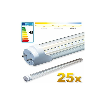 25x SMD Tubo/tubo LED fluorescente T8 G13 -Cover trasparente Bianco freddo 90 cm, 14 W, 1400lumen- pronto per l'installazione - Ledvero