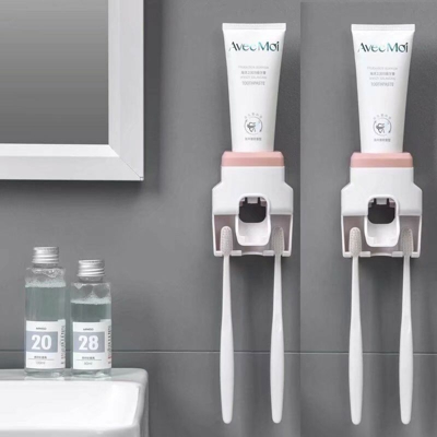 Distributore del supporto del dentifricio della spazzola dei denti 2pcs Denti dentifricio, supporto a parete, set di accessori da bagno portanti,