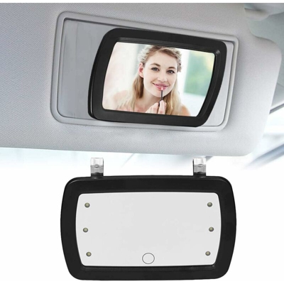 Specchio per visiera parasole per auto, specchio per trucco cosmetico, specchio cosmetico per auto con 6 luci a LED - Litzee