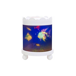 Trousselier 43M66W Lampada da Comodino con Proiettore Girevole Motivo Pesciolini Arcobaleno, Bianco precio