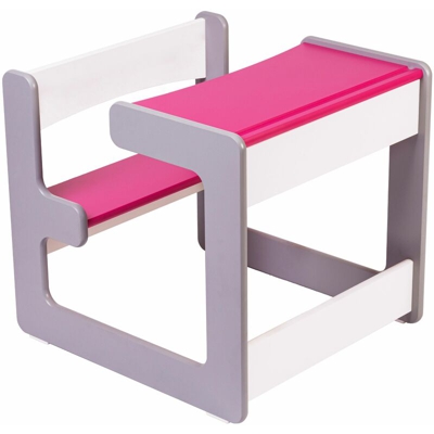 Spec-wood - Scrivania per bambini 2in1, tavolo con panca per bambini, scrivania con panca, set di mobili da gioco in legno, scrivania con sedia:rosa
