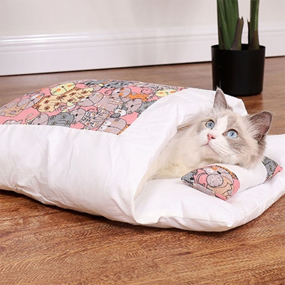 Pet Lettiera Lettiera Cat Letter Letter Removible Cat Bag Sleeping Bag e Cat Lavabile Cat Quilt Cat Letter Letter Cat Sacco a pelo per gatti rosa s