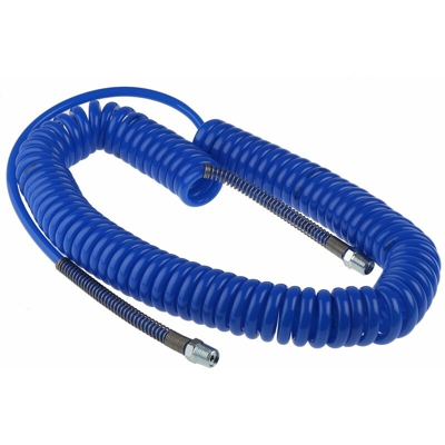 Tubo a spirale lungo 6m max, Øint 5mm, Øest 8mm, 10 bar max, BSPT maschio 1/4 poll., in PUR, Blu - Rs Pro