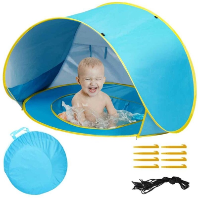 Tenda Gioco Parasole Bambini Spiaggia Mini Piscina Pieghevole Portatile Pop up