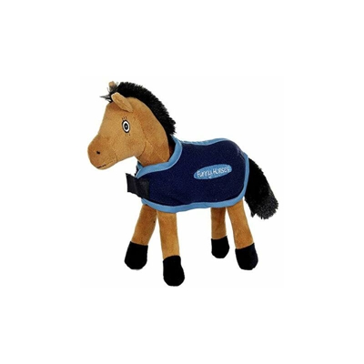 HKM Funny Horses - Coperta per cavalli di peluche, colore: Blu scuro