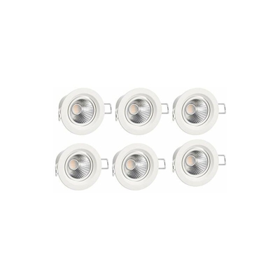 Lampadina ad incasso integrato, Rotonda, a LED, da 5W, per foro da 70mm, 2700K, Bianco Caldo, Confezione da 6 - Amazon Basics