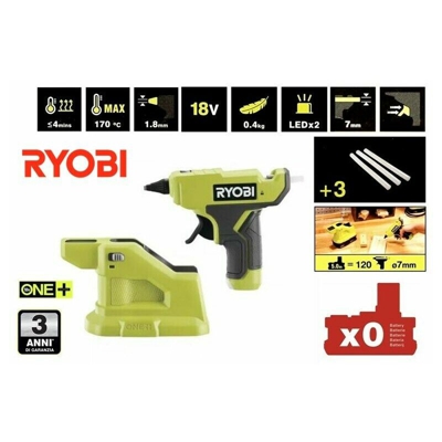 Ryobi - MINI PISTOLA PER COLLA A CALDO 7 mm A BATTERIA 18V (BATTERIA ESCLUSA) ' '