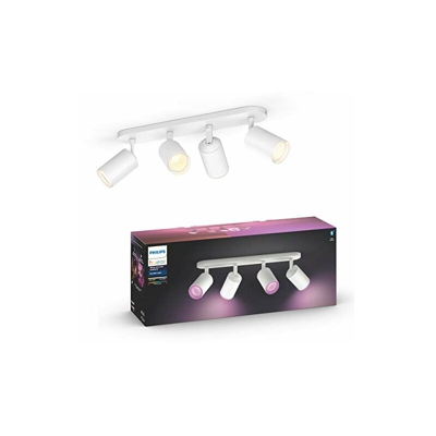 PHILIPS Hue White and Color Ambiance Fugato Faretti Connessi Orientabili, 4 Punti Luce, Bianco, Lampadina Attacco GU10 Inclusa