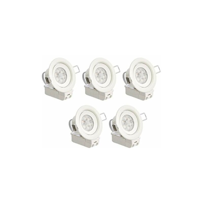 Lampadina ad incasso integrato, Rotonda, a LED, Stile Slanciato, da 7W, per foro da 70mm, 4000K, Bianco Freddo, Confezione da 5 - Amazon Basics