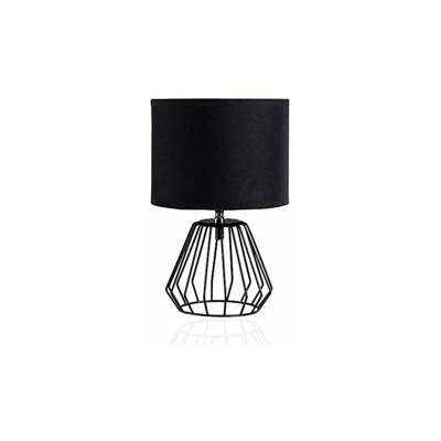 48016 Tavolo Shiny Diamond Max. 20W E27 Lampada da Comodino Nero 230V Metallo/Tessuto Senza Lampadina, Black - Pauleen