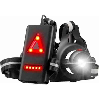 Luce da corsa LED ricaricabile USB LITZEE - Impermeabile - Leggera - Per corsa, pesca, campeggio - Angolo di illuminazione regolabile a 90 °