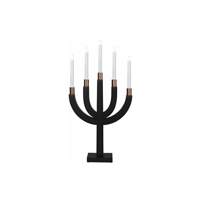 Stella Finestra Lampadario'Elia', 5-fiamma, materiale di legno/metallo, scatola a quattro colori, 67 x 39 cm, nero 218-82