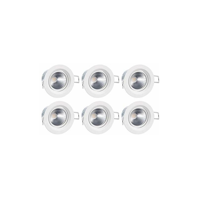 Lampadina ad incasso integrato, Rotonda, a LED, da 3W, per foro da 70mm, 2700K, Bianco Caldo, Confezione da 6 - Amazon Basics