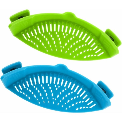 Set di 2 scolapasta a clip - resistente al calore - beccuccio - per pasta e verdure - Litzee