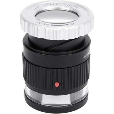 Asupermall - Lente d'ingrandimento con scala a LED Lente d'ingrandimento regolabile 30X Specchio cilindrico in metallo con scala Lente