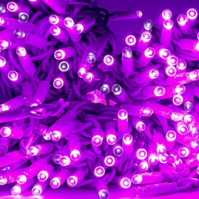 stringa catena 30 metri serie 300 luci di Natale a Maxi Led Viola con Flash Bianco Ghiaccio per uso esterno ed interno professionale Porpora 30 metri